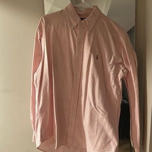 SALMON CHECKERED BUTTON UP